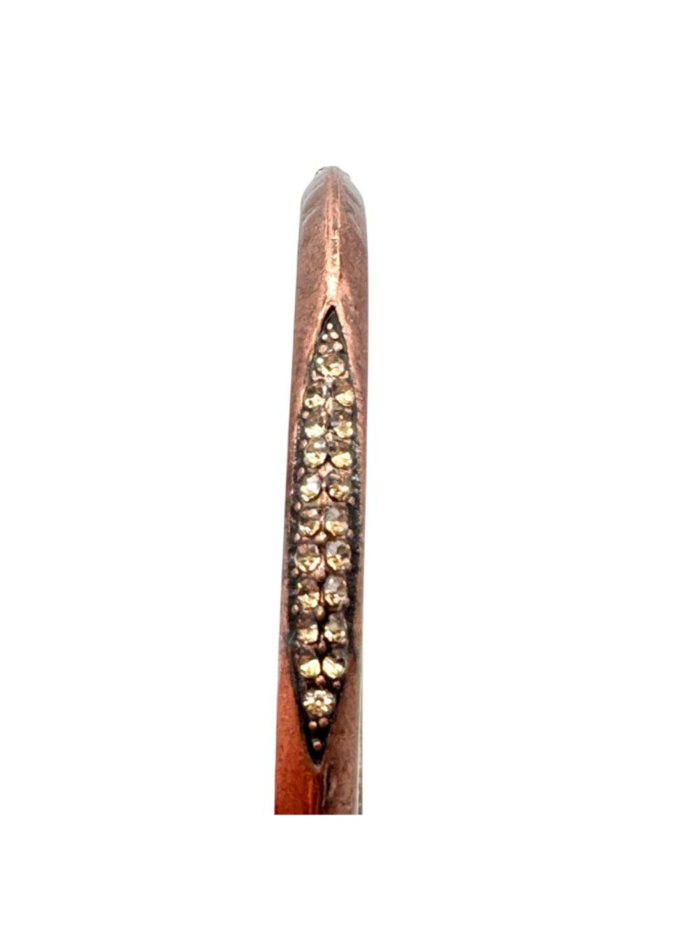 Vintage Copper and Rhinestone Bangle Bracelet BOHO Stackable 8" - Picture 7 of 10